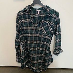 Maternity long sleeve plaid tunic